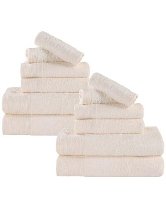 Superior Rayon Eco-Friendly Fluffy Soft Modern Solid 12Pc Towel Set