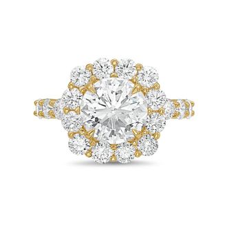 Diana M. Jewels 18kt yellow gold 8.00cts Lab-Grown Round Diamond Halo Ring with Diamond Band