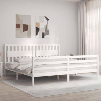 Berkfield Home Beautiful Bed Frame with Headboard White 200x200 cm Solid Wood