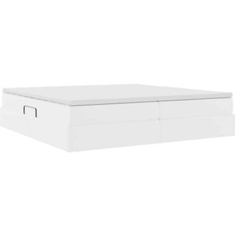 vidaXL Storage Bed with Mattress White 200 x 200 cm Faux Leather vidaXL
