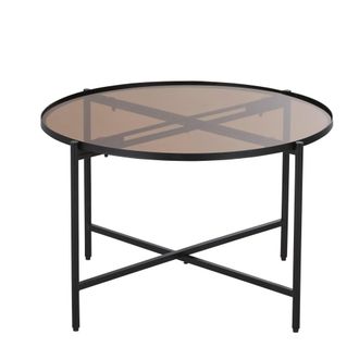 Maisons du monde Mesa de centro redonda de vidrio templado y metal negro D.75 cm