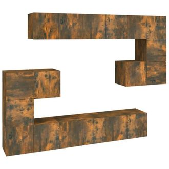 vidaXL 10 Piece TV Cabinet Set Smoked Oak Engineered Wood vidaXL