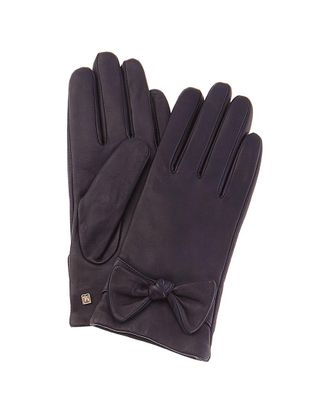 Bruno Magli Knotted Bow Cashmere-Lined Leather Gloves