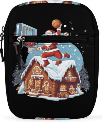 Generic Santa Playing Basketball Trendy Crossbody Bag for Men Women Small Satchel Men Sling Adjustable Shoulder Strap Messenger