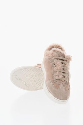 Ferragamo Sneakers Basse ATHENA in Suede con Interno in Pelliccia Salvatore Ferragamo