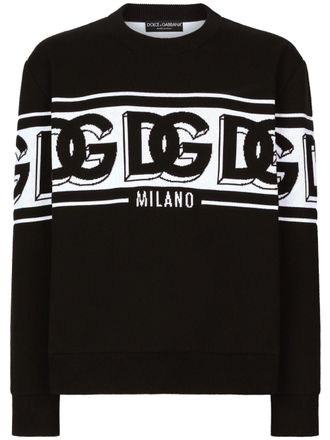 Dolce & Gabbana intarsia knit-logo crew-neck jumper - Black