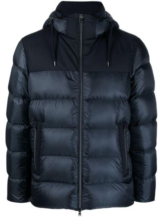 Herno panelled padded jacket - men - Polyamide/Virgin Wool/Polyamide/Feather Down - 54 - Blue