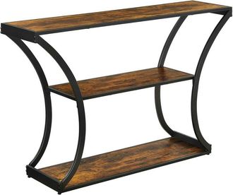 Vasagle Mesa de consola, Mesa de entrada, Patas curvas, Tabelro alargado, para Salón, Pasillo, Dormitorio, Marrón Rústico y Negro por songmics LNT089B01