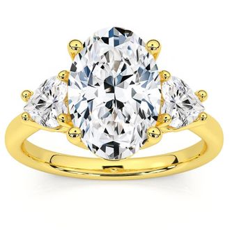 Pompeii3 Certified 2 3/4Ct Oval & Heart Shape Diamond Engagement Ring Lab Grown 14k Gold