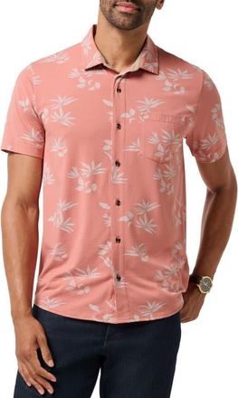 Travis Mathew Comfortknit Yoyage Short Sleeve Button-Up Shirt in Brick Dust at Nordstrom, Size X-Large
