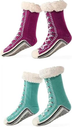 Generic Unisex Thick Cashmere Slipper Home Socks Fluffy Plush Comfy Sleeping Footwear Non-slip Grippy Boots Thermal Plush Booties (2pcs-i,One Size)