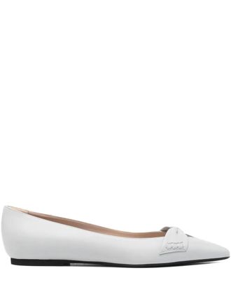 N°21 bow-detail pointed-toe ballet flats - White