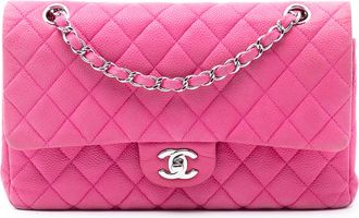 Chanel Pre-owned Womens Medium Classic Caviar Double Flap - Dusty Pink Leather - One Size