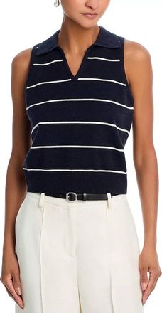 French Connection Sloane Knit Collared Sleeveless Top In Navy