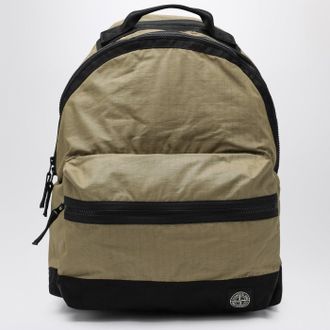 Stone Island Zaino in ripstop di cotone verde militare