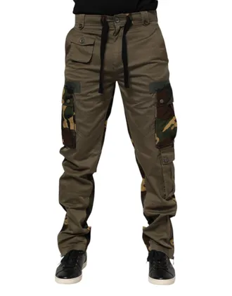 Dolce & Gabbana Mens Brown Cotton Camouflage Cargo Pants