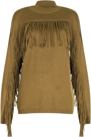 Trussardi Dolcevita con frange - - Knitwear - Donna - Marrone - L