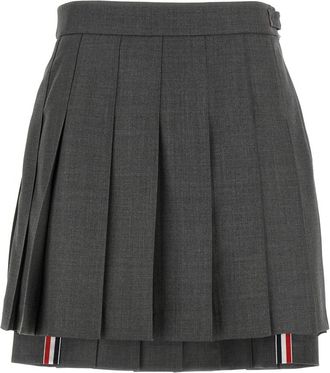 Thom Browne Wool Pleated Mini Skirt - Dames - Korte rokken - Grijs - XS - Wol - Rokken