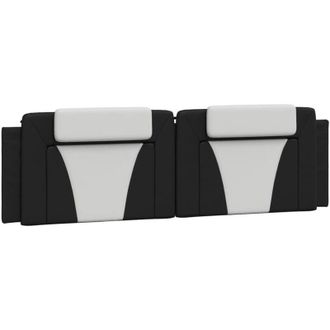 vidaXL Cabecero De Cama Acolchado Cuero Sint&eacute;tico Negro Blanco 180 Cm Vidaxl