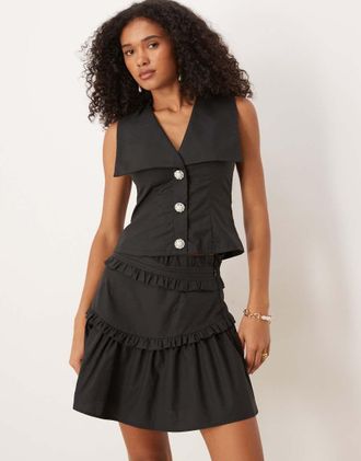 Sister Jane Sister Jane - Minigonna nera con volant in coordinato-Nero