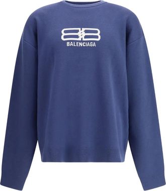 Balenciaga logo-print crewneck sweater - Blue
