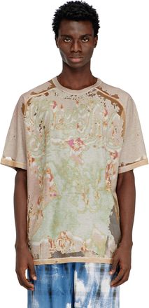 Diesel T-shirt in printed devor&eacute; jersey - T-Shirts - Man - Brown