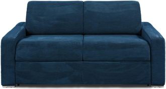 VENTE-UNIQUE.COM Sofá cama terciopelo 3 plazas azul 194x223cm