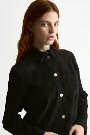 FURNIQ Sabine Suede Shirt in Black at Nordstrom, Size Xx-Large