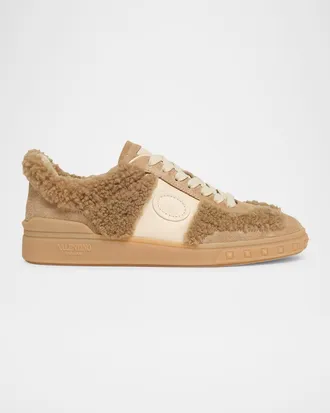 Valentino Garavani Upvillage Suede & Wool Low-Top Sneakers