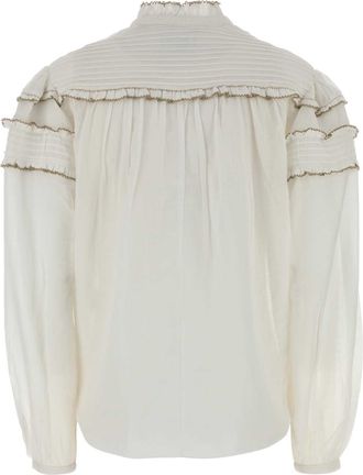 Isabel Marant Womens Ruffled Cotton-Viscose Blouse White
