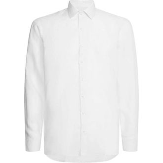Calvin Klein Di Lino Slim Fit Shirt - Heren - Zakelijke Overhemden - Wit - L - Leer - Overhemden