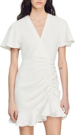 Sandro Faux Wrap Mini Dress in Ecru at Nordstrom Rack, Size 0 (Fits Like 0 Us) / 34 Eu