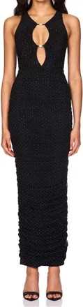 Nookie Crystal Halter Maxi Dress In Black