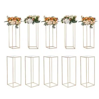 OEM 10er-set Blumenhocker Eckig 28x28x80cm Blumenst&auml;nder Eisen Beistelltisch Modern Blumens&auml;ule Gold-galvanisierung Pflanzenhocker Pflanzenst&auml;nder Metalls