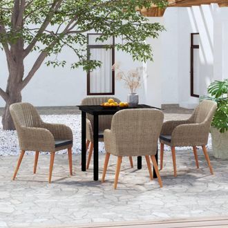vidaXL Vidaxl - Juego De Comedor De Jard&iacute;n 5 Piezas Con Cojines Marr&oacute;n