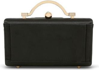 Badgley Mischka Emma Satin Minaudiere with Outer Pocket in Black at Nordstrom, Size Small