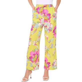 Vince Camuto Floral Drawstring Pants in Lime Green at Nordstrom, Size Large