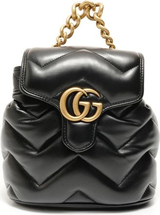 Gucci Gg Marmont Black Quilting Backpack (Pre-Owned)