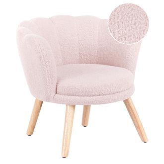 Beliani Sill&oacute;n Infantil Silla Tapizada De Boucl&eacute; Para Ni&ntilde;os Patas De Madera Rosa Pastel Halby
