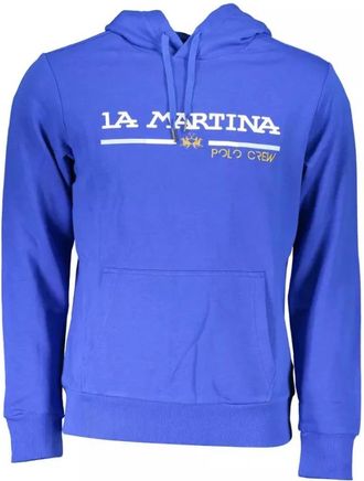 La Martina Blauwe katoenen hoodie met borduursel - Heren - Hoodies - Blauw - 2XL - Katoen - Hoodies & sweatvesten