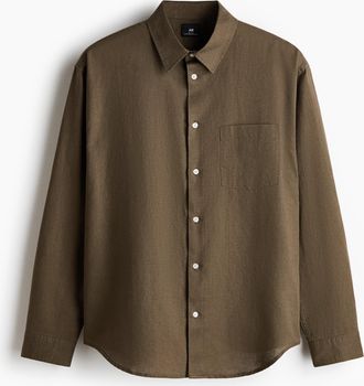 H&M Hemd aus Leinenmix in Relaxed Fit - Green