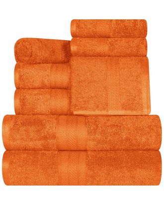 Superior Long Staple Combed Cotton Highly Absorbent Solid 8Pc Quick-Drying Towel Set