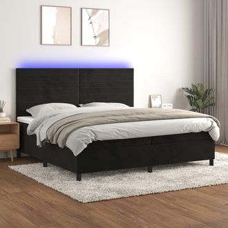 vidaXL Vidaxl - Cama Box Spring Colch&oacute;n Y Led Terciopelo Negro 200x200 Cm