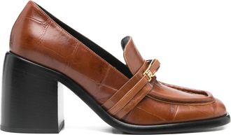 Sergio Rossi 85 mm pumps met blokhak - Bruin