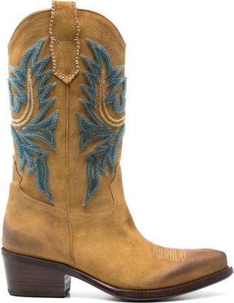 Eraldo Embroidered Leather Cowboy Boots