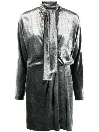 Alberta Ferretti V-neck velvet minidress - women - Acetate/Viscose/Silk/Cupro - 40 - Grey