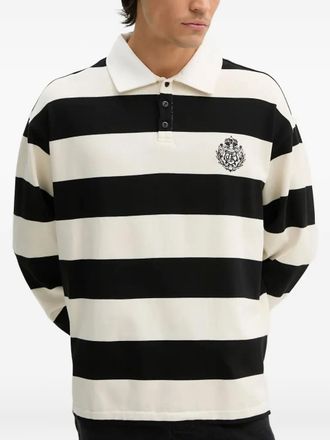 The Kooples striped-pattern long-sleeve polo shirt - men - Cotton - L - Black