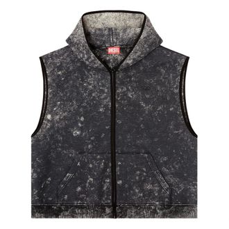 Diesel Vests, male, Black, Size: XL Zip-Up Hooded Sweater