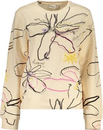Desigual Sweatshirt met bloemenprint - Dames - Sweatshirts - Beige - S - Katoen - Hoodies & sweatvesten