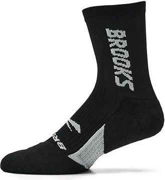Brooks Ghost Crew Mens No Show Socks Shoes Black/Brooks : LG (US Mens Shoe 9-11.5 - Womens Shoe 10-12.5), Nylon/Spandex